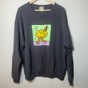 Peace Cloud Crewneck Men’s XL Charcoal Gray Comfort Wash Pullover Sweatshirt